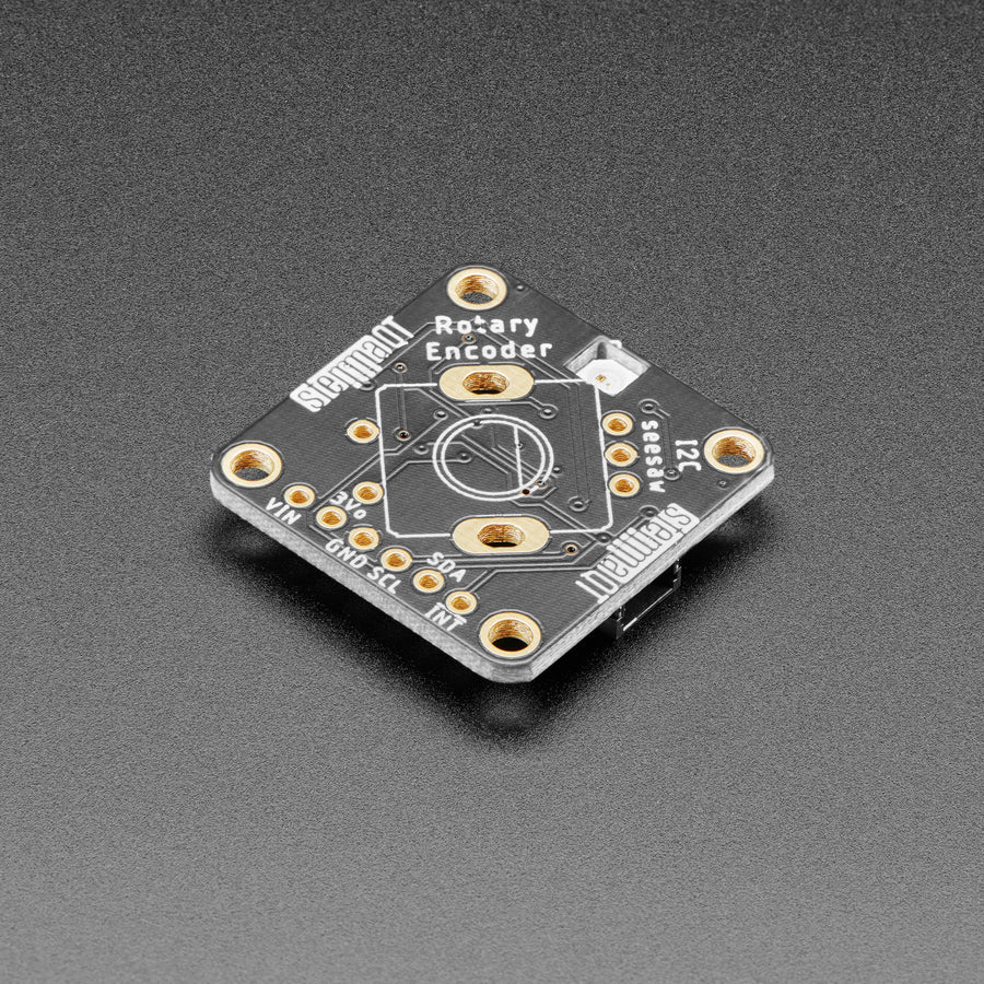 Adafruit I2C QT Rotary Encoder Breakout with NeoPixel - Rotary encoders are soooo much fun! Twist em this way, then twist them that way. Unlike potentiometers, they go all the way around, and often have little detents for tactile feedback.