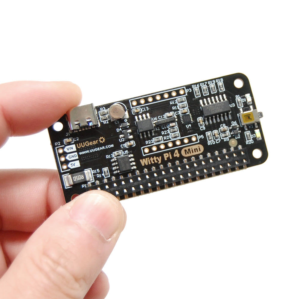 Witty Pi 4 Mini: Realtime Clock and Power Management for Raspberry Pi - Witty Pi 4 Mini is an uHAT shaped add-on board that adds realtime clock and power management to your Raspberry Pi.