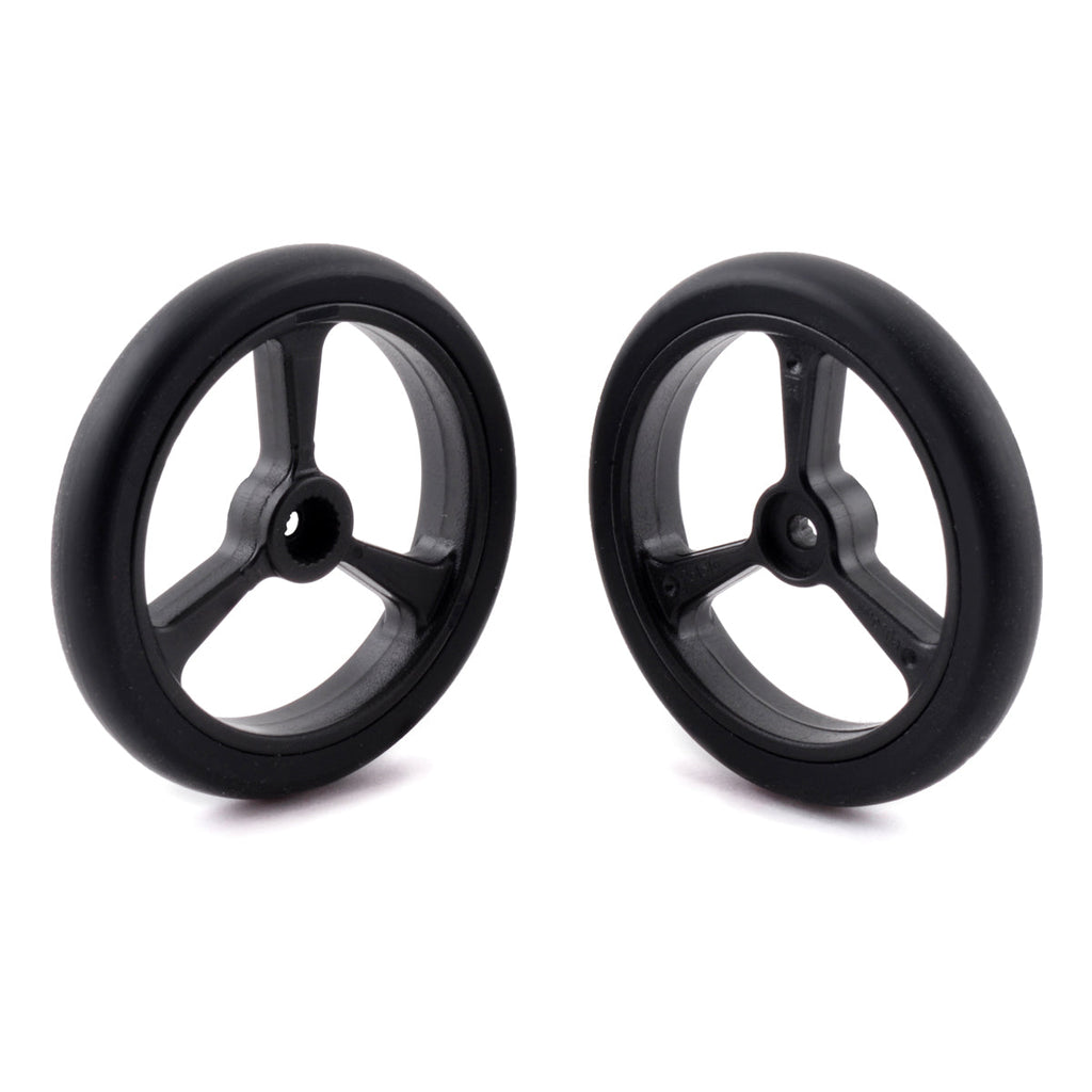 Pololu Wheel for Micro Servo Splines (20T, 4.8mm) - 40×7mm, 2 Pack - These plastic wheels have silicone tires and measure 40 mm (1.57″) in diameter. They mount onto micro servo splines with 20 teeth and a 4.8 mm diameter.