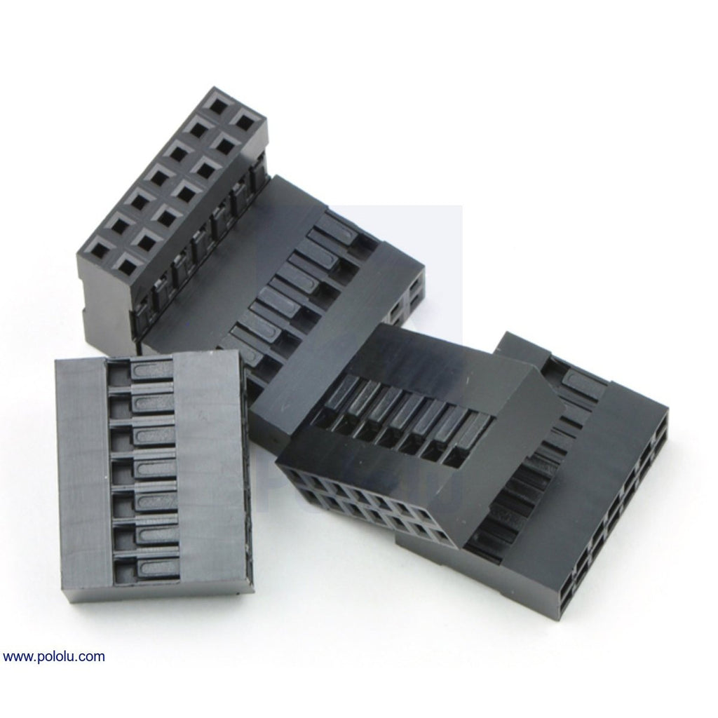 0.1" (2.54mm) Crimp Connector Housing - These housings let you quickly make custom cables that mate with various 0.1"-spaced connectors, including male or female headers and solderless breadboards.