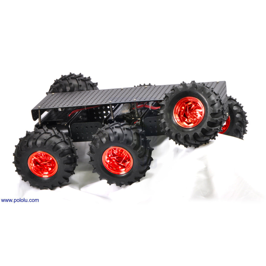 Dagu Wild Thumper 6WD All-Terrain Chassis - This rugged, 6-wheel-drive chassis from Dagu Electronics has independent suspension for each of its spiked 120mm-diameter wheels, allowing exceptional traction over uneven terrain