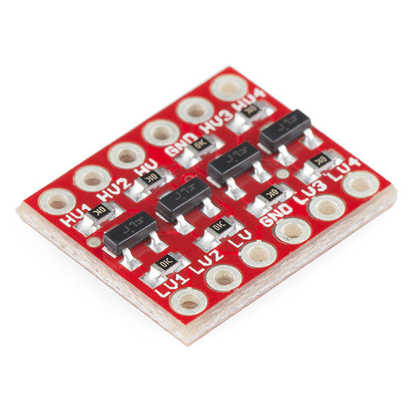 SparkFun Logic Level Converter - Bi-Directional - If you’ve ever tried to connect a 3.3V device to a 5V system, you know what a challenge it can be. The SparkFun bi-directional logic level converter is a small device that safely steps down 5V signals to 3.3V AND steps up 3.3V to 5V at the same time.