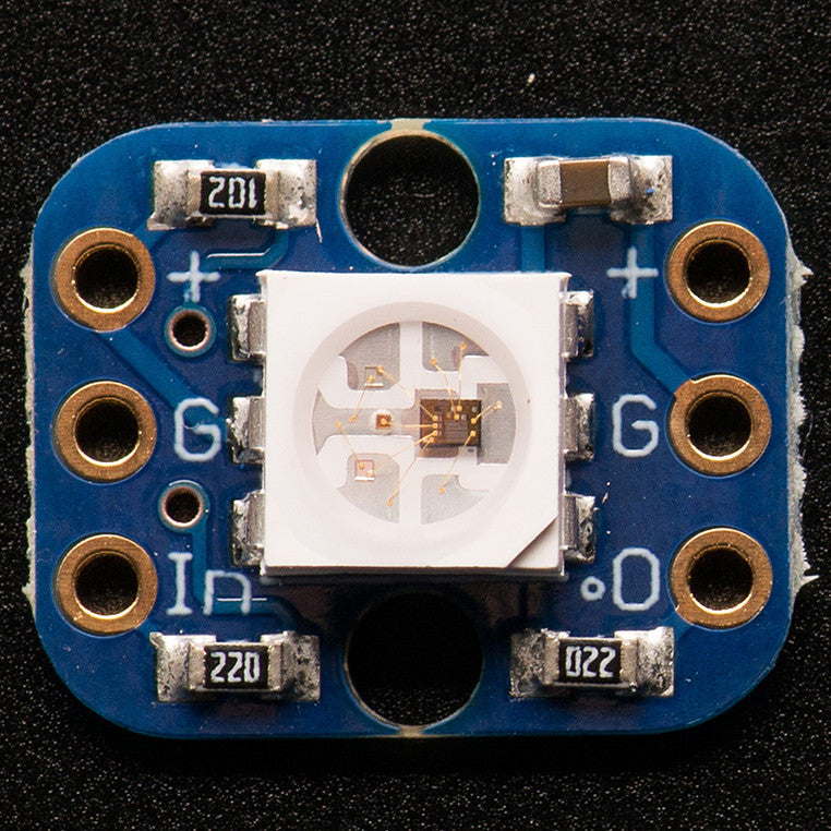 Breadboard-friendly RGB Smart NeoPixel - Pack of 4 - This is the easiest way possible to add small, bright RGB pixels to your project.