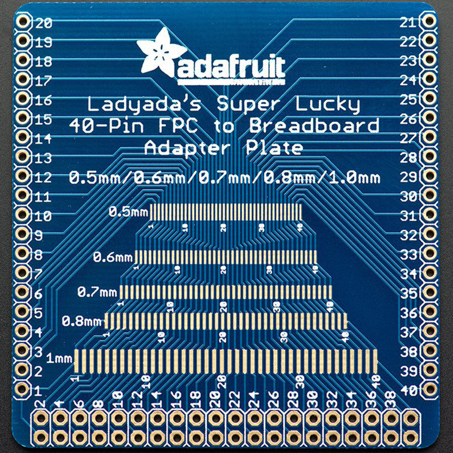 Adafruit Multi-pitch FPC Adapter - 40 Pin 0.5/0.6/0.7/0.8/1.0mm - You will roll lucky 7's and connect to nearly any kind of FPC/flex cable with Ladyada's Super Lucky 40-pin FPC to breadboard adapter plate.