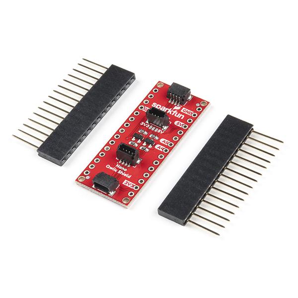 SparkFun Qwiic Shield for Arduino Nano - The SparkFun Qwiic Shield for Arduino Nano provides you with a quick and easy way to enter into SparkFun's Qwiic ecosystem with your Arduino Nano board.