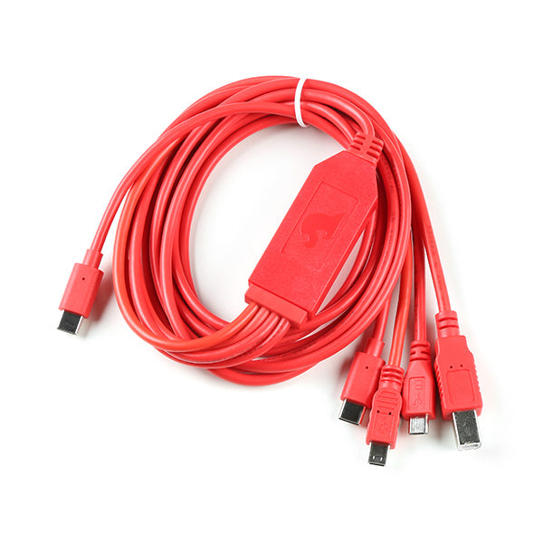 SparkFun 4-in-1 Multi-USB Cable - USB-C Host - You've got the wrong USB cable. It doesn't matter which one you have, it's the wrong one. But what if you could have the right one? What if you could have the right one every time? Enter: The SparkFun 4-in-1 Multi-USB Cable.