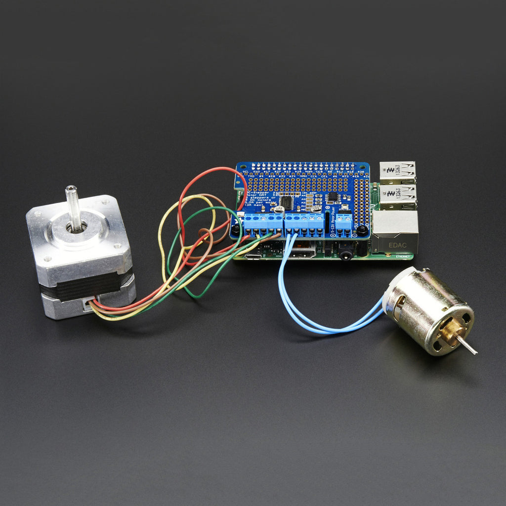 Adafruit DC & Stepper Motor HAT for Raspberry Pi - Mini Kit - Let your robotic dreams come true with the new DC+Stepper Motor HAT from Adafruit.