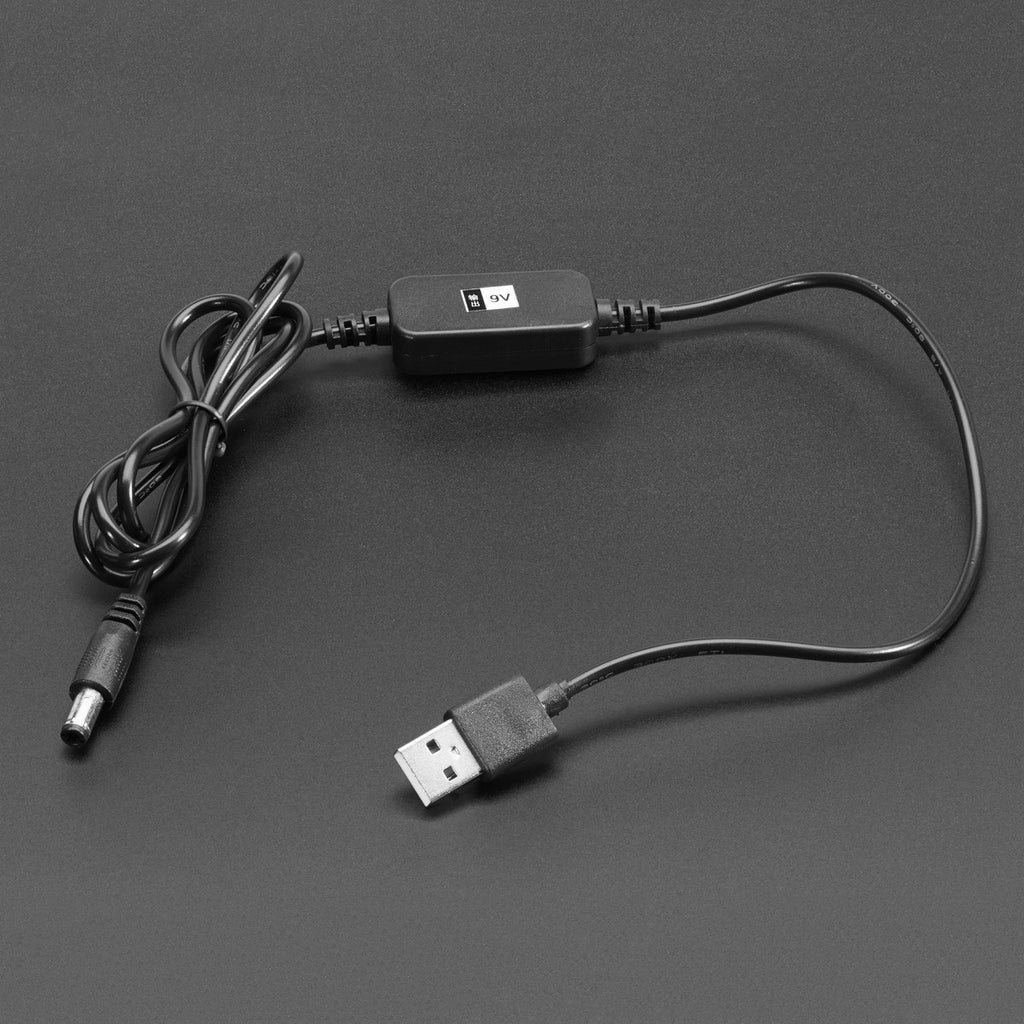 USB to 2.1mm DC Booster Cable - This cable is kinda fascinating - it has an integrated boost converter, so you can plug it into any USB port (from a computer, battery pack, etc) and it will give you a higher DC voltage!