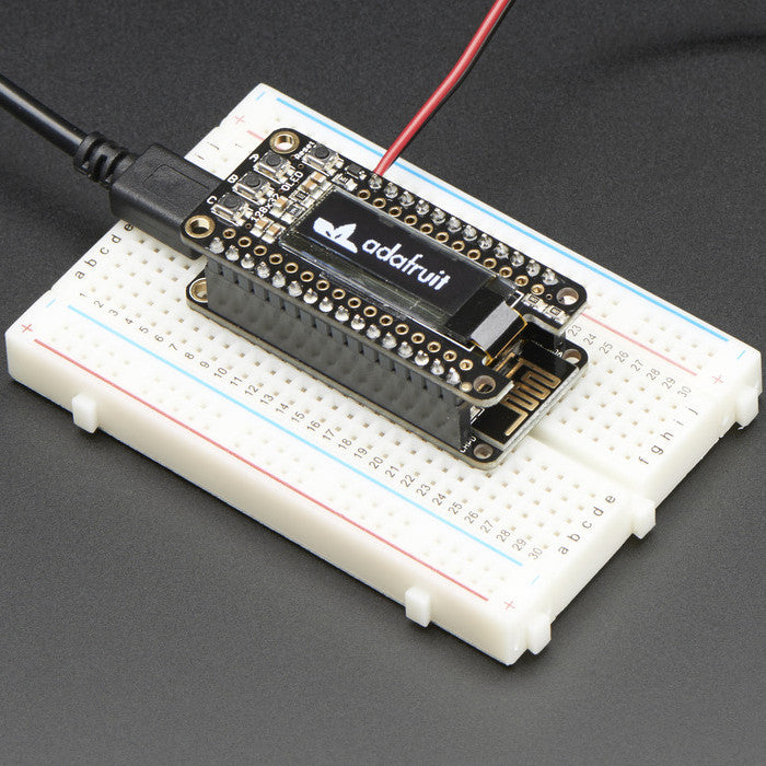 FeatherWing OLED - 128x32 OLED Add-on For All Feather Boards - This is the FeatherWing OLED: it adds a 128x32 monochrome OLED plus 3 user buttons to any Feather main board.