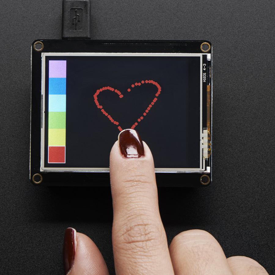 TFT FeatherWing - 2.4" 320x240 Touchscreen For All Feathers - Spice up your Feather project with a beautiful 2.4" touchscreen display shield with built in microSD card socket.