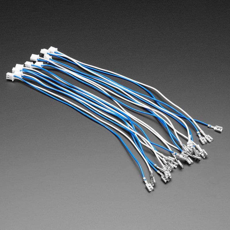 Arcade Button and Switch Quick-Connect Wires - 0.187" (10-pack) - Quick connector wire sets make wiring up our arcade-style or metal buttons quicky-quick.