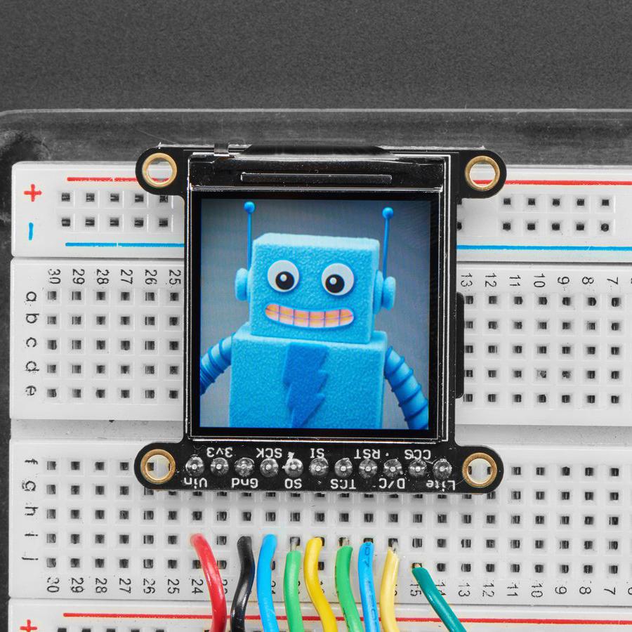 Adafruit 1.3" 240x240 Wide Angle TFT LCD Display with MicroSD - ST7789 - We've been looking for a display like this for a long time - it's so small only 1.3" diagonal but has a high density 260 ppi, 240x240 pixel display with full-angle viewing.