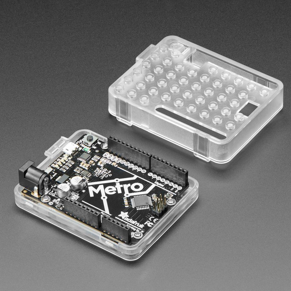 Plastic Translucent Enclosure for Metro or Arduino - LEGO Compatible - This simple but effective enclosure will fit any 'classic Arduino' shaped development board - tested with the Arduino UNO R3, Adafruit Metro, and Adafruit Metro M4 Express.