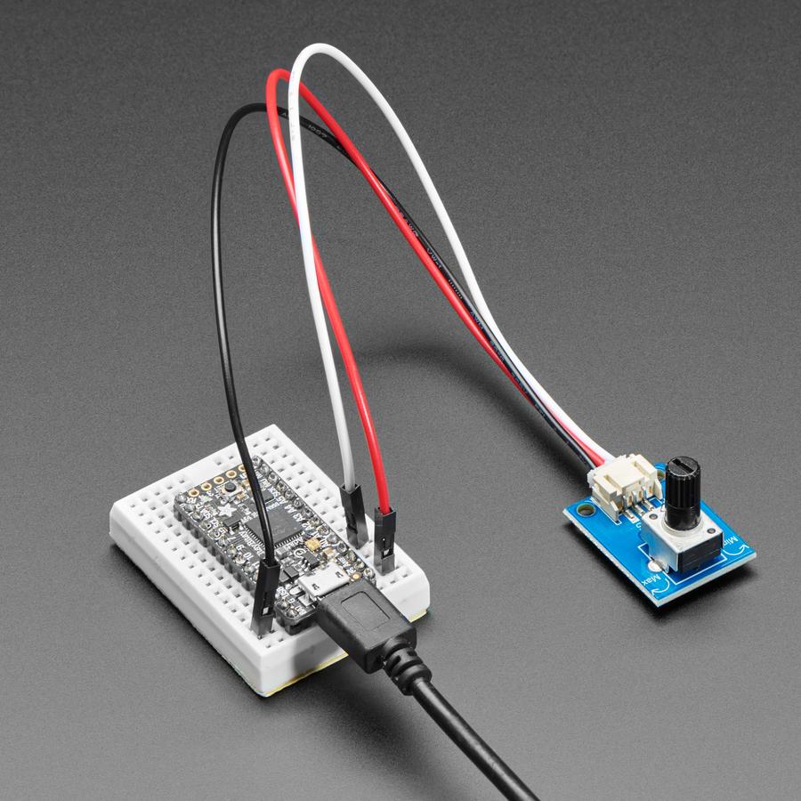 STEMMA Wired Potentiometer Breakout Board - 10K ohm Linear - For the easiest way possible to measure twists, turn to this STEMMA potentiometer breakout (ha!).