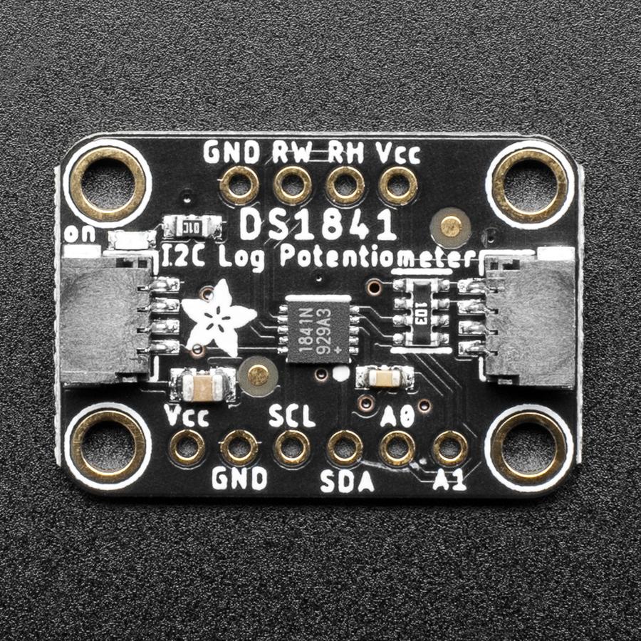 Adafruit DS1841 I2C Digital 10K Potentiometer Breakout - STEMMA QT / Qwiic - Potentiometers are the perfect tool when you want to change your circuit by turning a knob. Turns out, there are times when you want to adjust your circuit without manually turning a knob, and the DS1841 I2C Logarithmic Resistor from Maxim can do just that.
