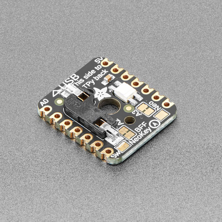 Adafruit NeoKey BFF for Mechanical Key Add-On for QT Py and Xiao - For MX Compatible Switches - QT Py boards are a great way to make very small microcontroller projects that pack a ton of power - and now we have a way for you to quickly add a nice mechanical key that also can glow any color of the rainbow.