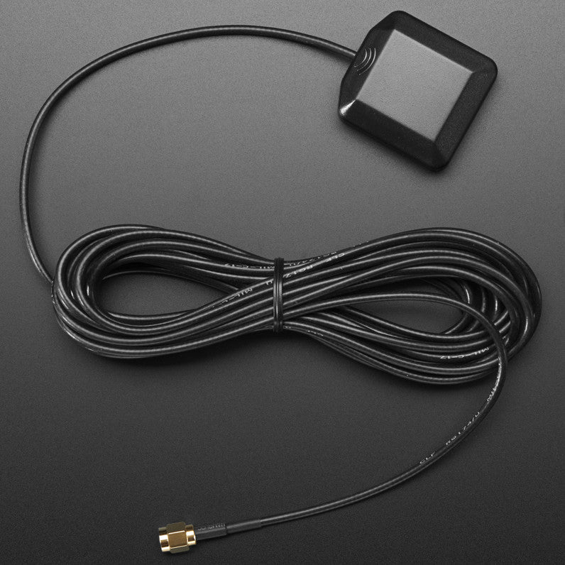 GPS Antenna - External Active Antenna - 3-5V 28dB 5 Meter SMA - Give your Ultimate GPS V3 a boost with this external active antenna.