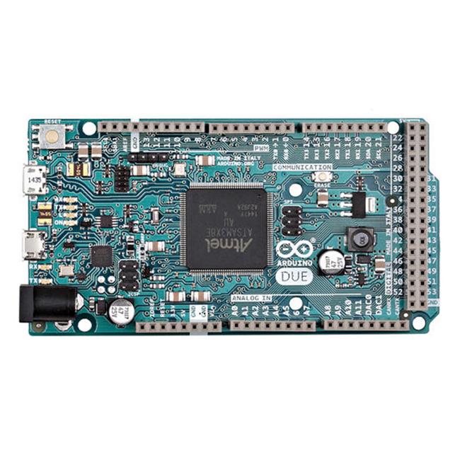 Arduino Due - The Arduino Due is the first Arduino board based on a 32-bit ARM core microcontroller. With 54 digital input/output pins, 12 analog inputs, it is the perfect board for powerful larger scale Arduino projects.