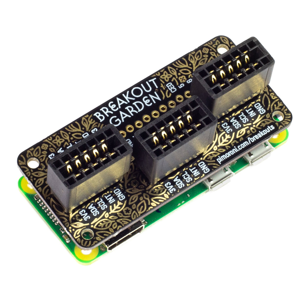 Breakout Garden Mini (I2C) - The easiest way to use breakouts with your Raspberry Pi. There's no soldering required, just pop up to three Pimoroni breakouts into the slots on Breakout Garden Mini and get started coding and creating.