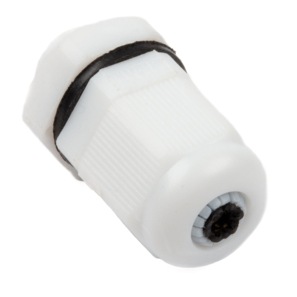 Waterproof Cable Gland (IP68 rated) - These white water/dustproof cable glands are handy for routing small cables in and out of outdoor enclosures.