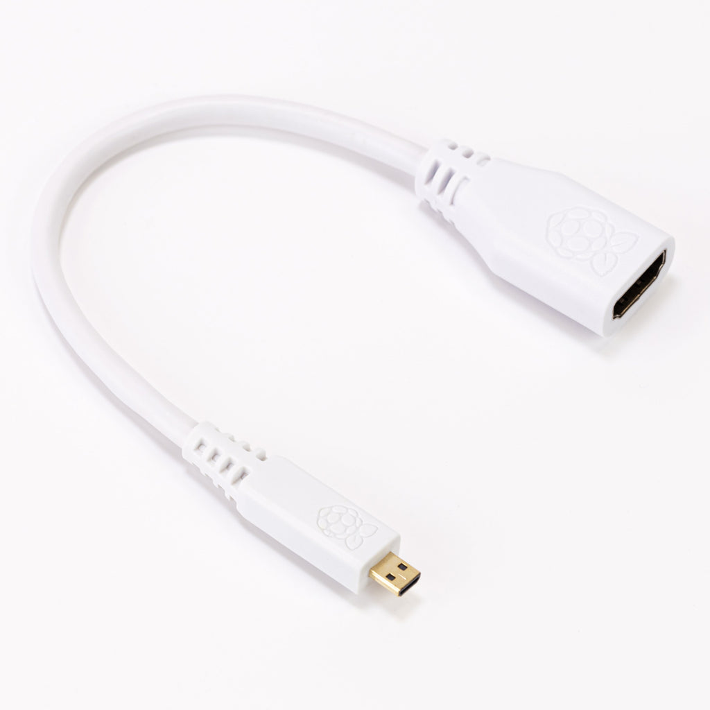 Micro-HDMI to HDMI adapter cable - 235mm - This official adapter lets you connect your Raspberry Pi 4 or 5 to a display using a standard HDMI cable.