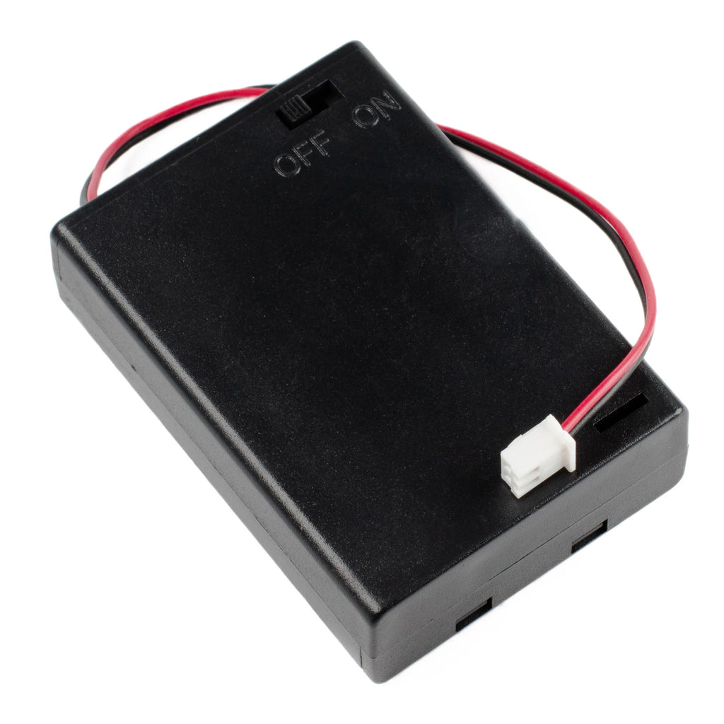 3 x AA Battery Box with Switch and JST-ZH Connector - This 3 x AA battery, switched battery holder comes complete with a terminal connector on the end of the wires. These are perfect for connecting LEDs without the need for soldering.