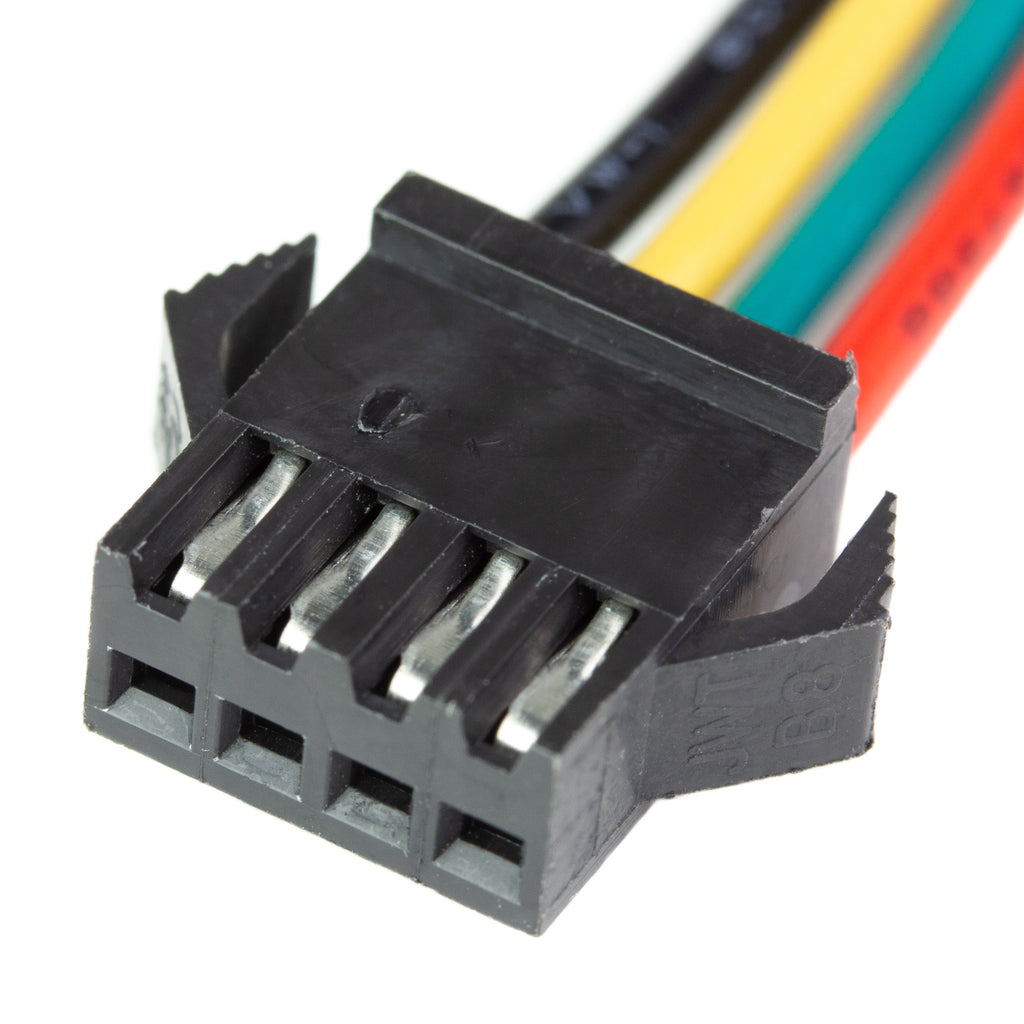 LED strip input/output cable - 4-pin - These sturdy 4 pin connectors are ideal for attaching to our 4 pin Flexible RGB LED Strip , for a secure connection that's easy to clip and unclip.