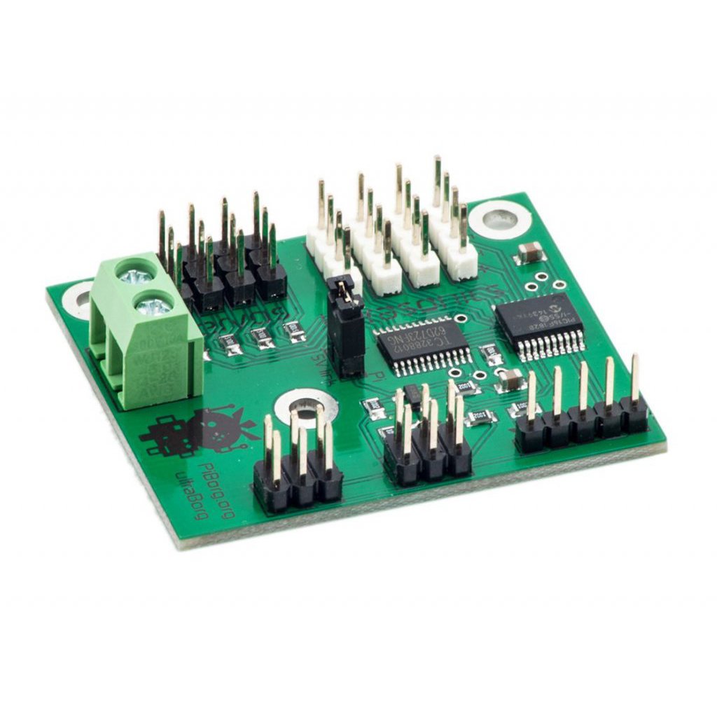 UltraBorg - PWM Servo Control w/ Ultrasonic Sensor Support - UltraBorg is a great way to get servos and ultrasonic sensors connected to your Raspberry Pi without the hassle of complicated code and wiring - simply plug in servos and sensors and you're ready to go! :)