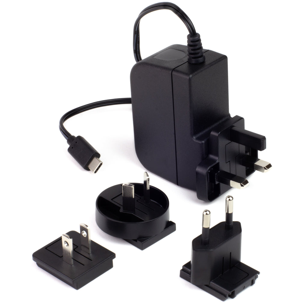 Universal USB-C Power Supply - 5.1V 3A - This high-quality 5.1V 3A USB-C power supply (PSU) is perfect for the Raspberry Pi 4, and comes with interchangeable heads for UK, US, EU, and Australia. Take your Pi worldwide!