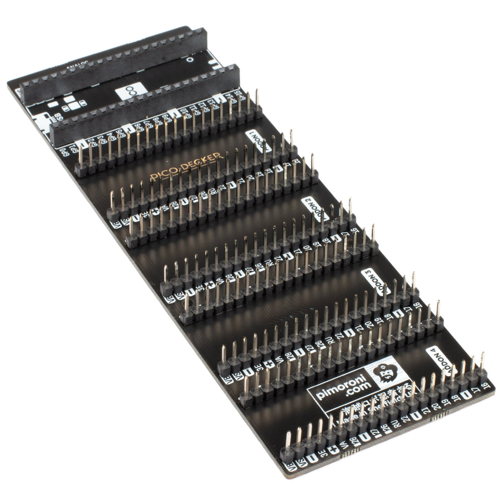 Pico Decker (Quad Expander) - Quadruplicate your GPIO pins and attach up to four add-ons to a single Raspberry Pi Pico (or compatible) with our formidable Pico Decker expander board!