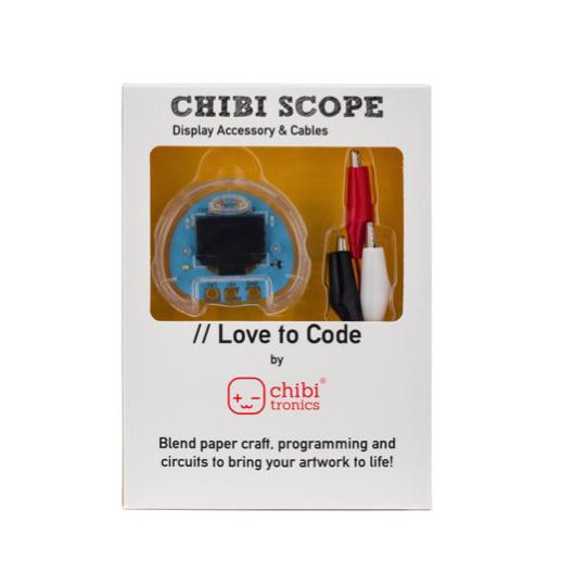 Chibitronics Love to Code: Chibi Scope & Alligator Clips - The Chibi Scope is a tiny screen designed to help you understand what’s going on inside your Chibi Chip.