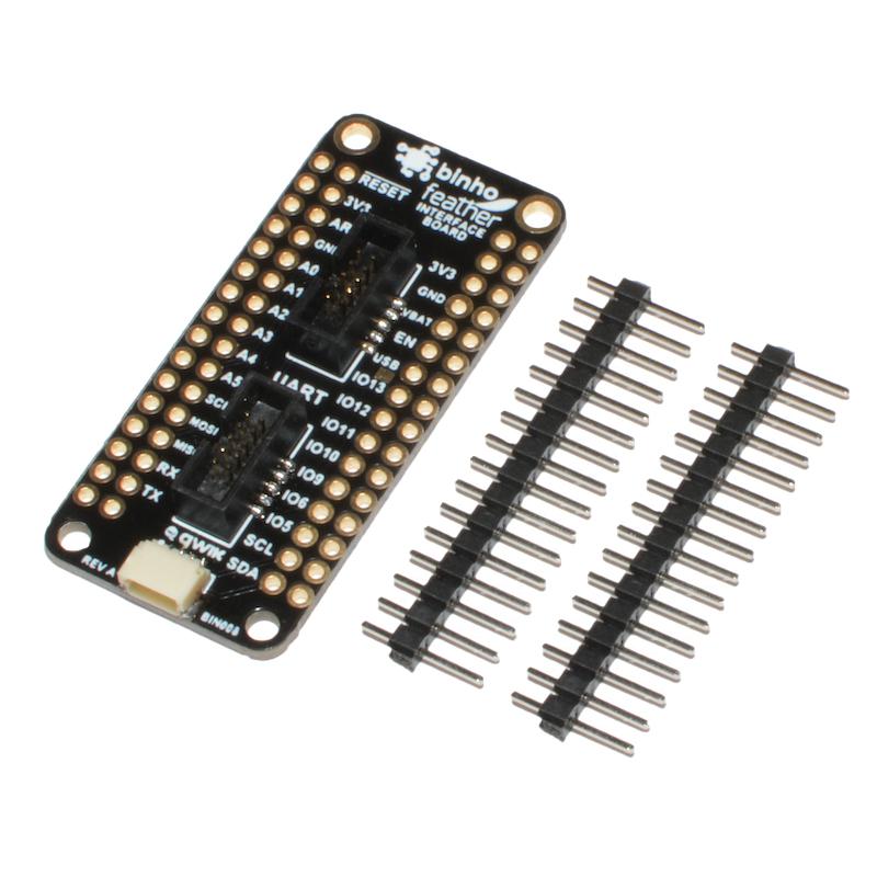 Feather Interface Board - This board makes it easy for you to interface your Binho Nova host adapter with any Adafruit Feather form-factor device.