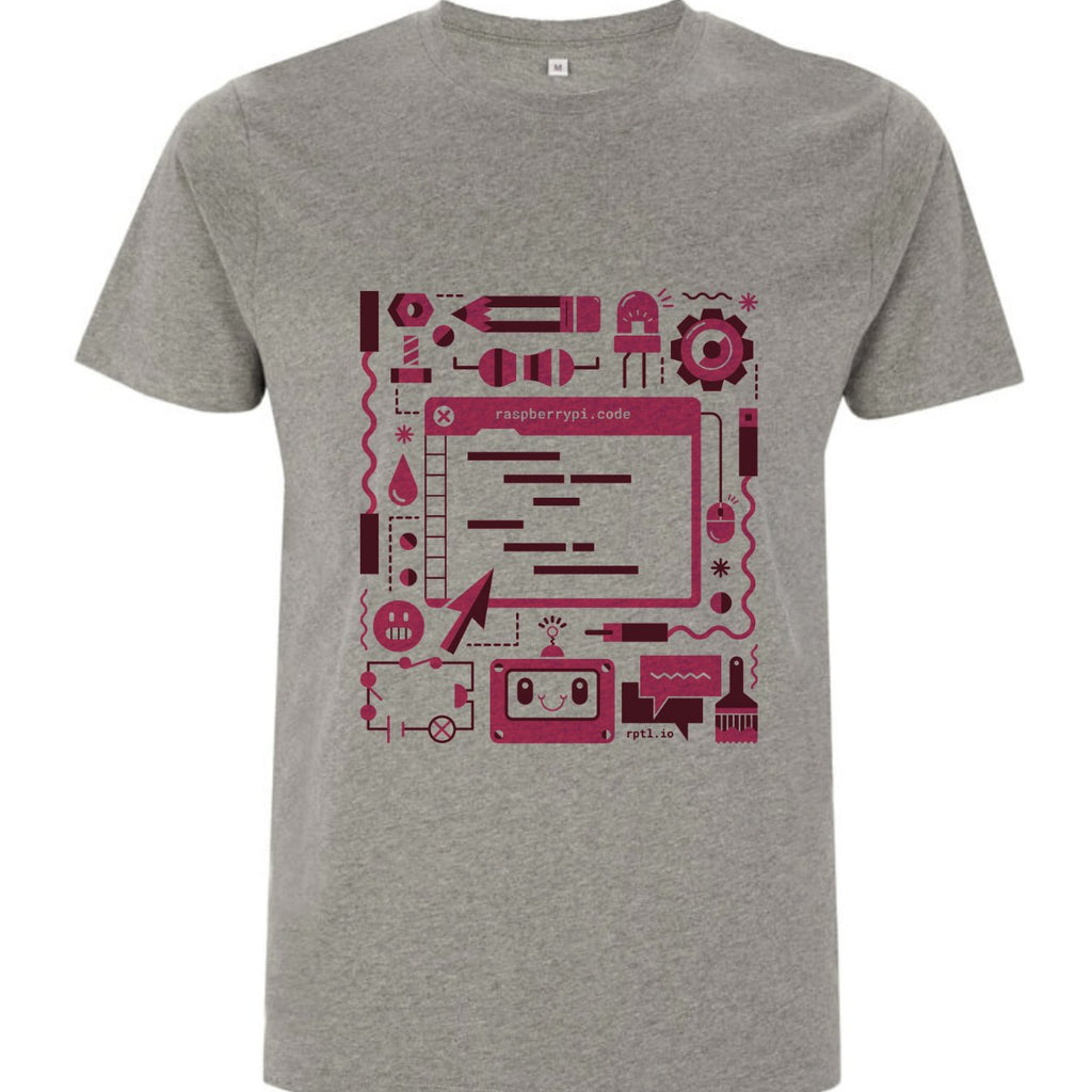 Raspberry Pi Colour Code T-shirt - Be the coolest cat in the code club with this eye-catching official Raspberry Pi t-shirt, showcasing components, circuitry and other crafty coding goodies.