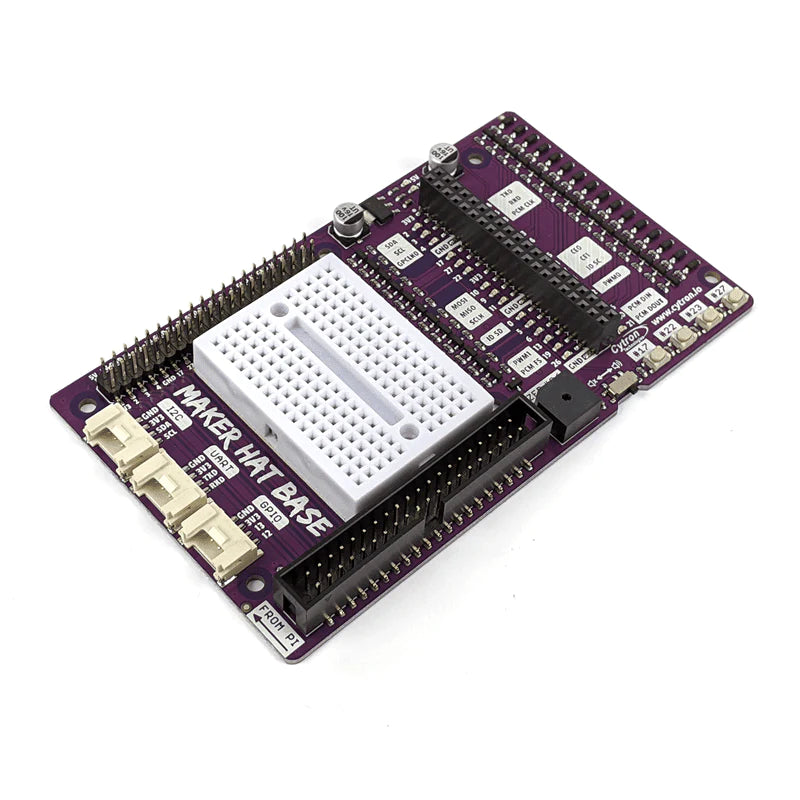 Maker Hat Base - HAT & GPIO Extension for Raspberry Pi 400 - Maker Hat Base extends out all the GPIOs of the Raspberry Pi 400 in a quick and simple way - be it using your favorite HAT or building your own simple circuit with jumper wires on the mini breadboard.