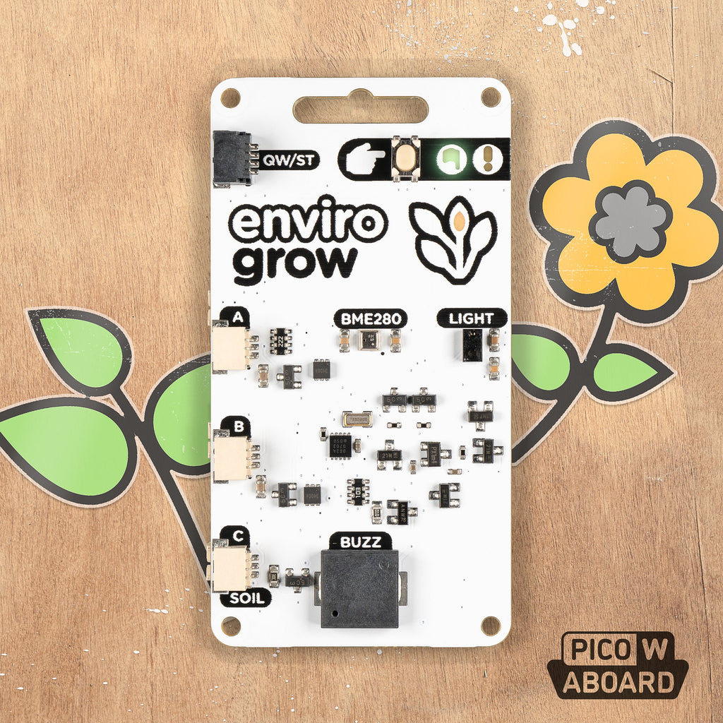 Enviro Grow (Pico W Aboard) - A wireless monitoring system to help take good care of your plants. Monitor moisture levels with the soil sensors, or hook up pumps to make a whole auto-watering system!