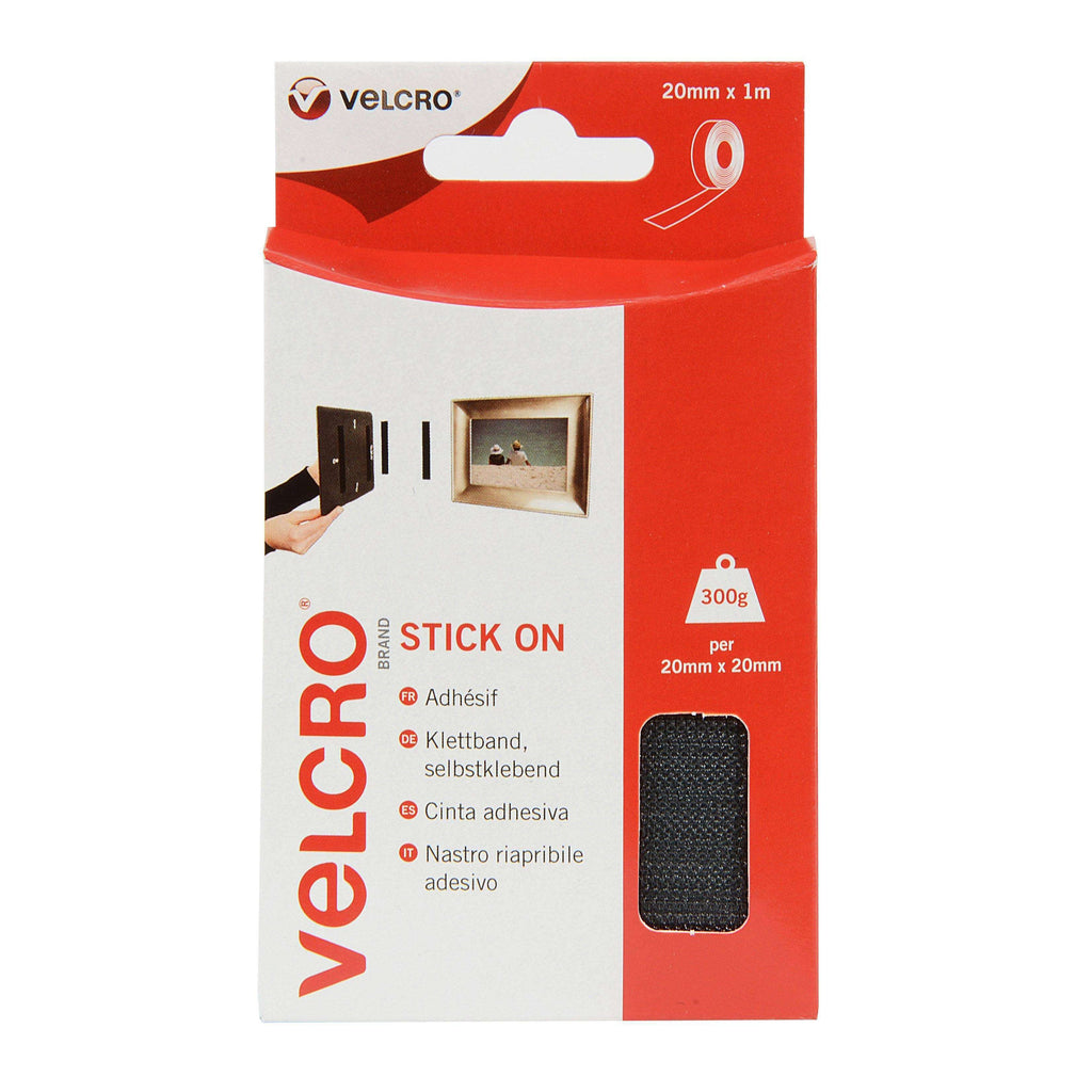 VELCRO® Brand Stick On Tape 1 m - Black - Whatever the project, make VELCRO® Brand Stick On Tape your go-to securing solution.