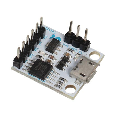 ATtiny85 Arduino® Compatible Micro Development Board - The ATtiny85 module is a great option for running simple Arduino programs, it's small, cheap and relatively easy to use.