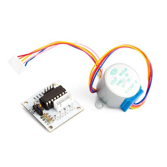 5 VDC Stepper Motor With ULN2003 Driver Board - A small and versatile motor and driver set. This 5 VDC stepper motor controlled by the ULN2003 driver can be used with any Arduino® or compatible boards via jumper leads. Four-phase LED indicates the status of the stepper motor.