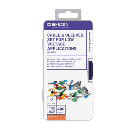 Cable End Sleeves for Low Voltage Applications - An assorted kit of French bootlace ferrule style cable ends for tidying up the ends of your stranded wires, ready for inserting into screw or clamp style connectors . They're crimp connectors so no soldering is required!