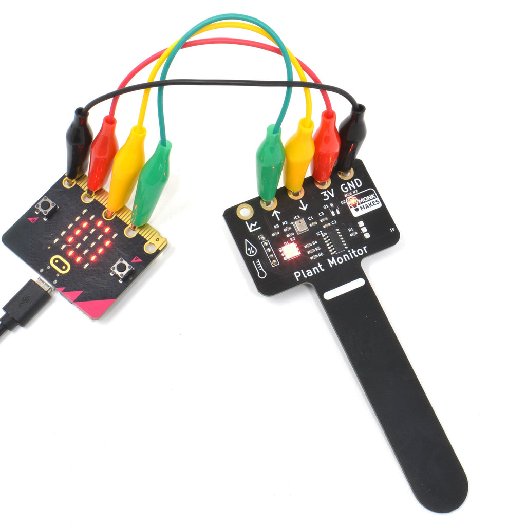 Plant Monitor - A capacitative moisture meter with temperature and relative humidity measurement. Compatible with micro:bit, Raspberry Pi, Arduino, Pico and most microcontroller boards.