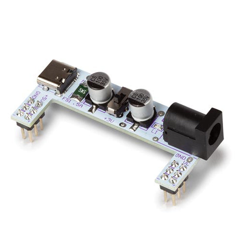 Breadboard 3.3V/5V Power Supply Module - The Whadda breadboard 3.3V/5V power supply module is the perfect power supply companion for your standard MB-102 compatible 830 point breadboard.