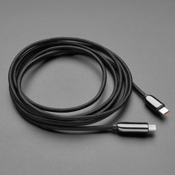 An image of USB C to USB C Cable w/ 100W Watt Display - 2 meter Black Woven