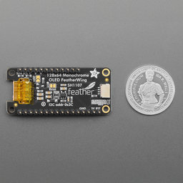 An image of Assembled Adafruit FeatherWing OLED - 128x64 OLED Add-on - STEMMA QT / Qwiic