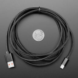 An image of Black Woven USB C to USB A Cable - 2 meters long