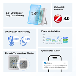 An image of Sonoff AirGuard TH Zigbee Temperature and Humidity Sensor with 3.6'' LCD