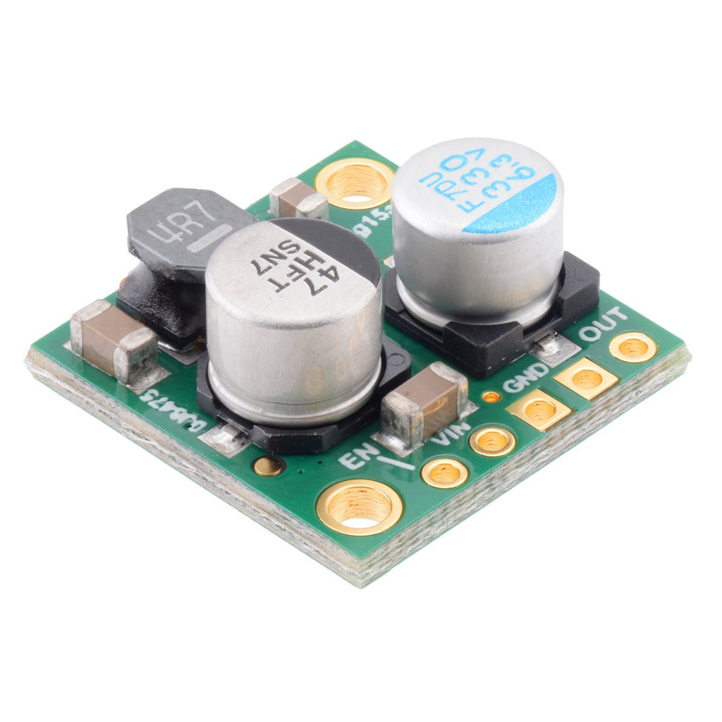 Pololu 3.3V, 2.5A Step-Down Voltage Regulator D24V25F3 - This small synchronous switching step-down (or buck) regulator takes an input voltage of up to 38 V and efficiently reduces it to 3.3 V.