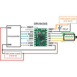 DRV8434S SPI Stepper Motor Driver Carrier, 2A Max. Current Limit