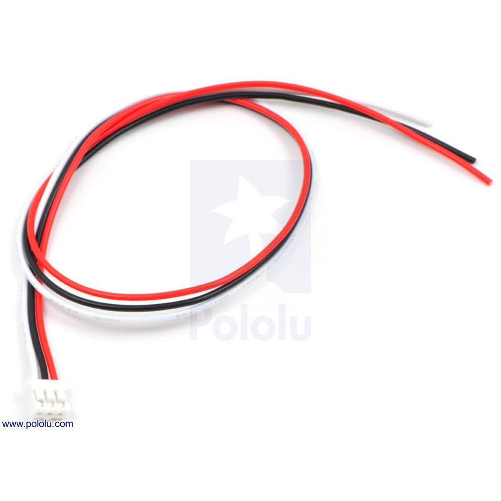 3-Pin Female JST PH-Style Cable (30 cm) - This 12-inch (30-cm) cable has 26 AWG wires and a 3-pin female JST PH-style connector.