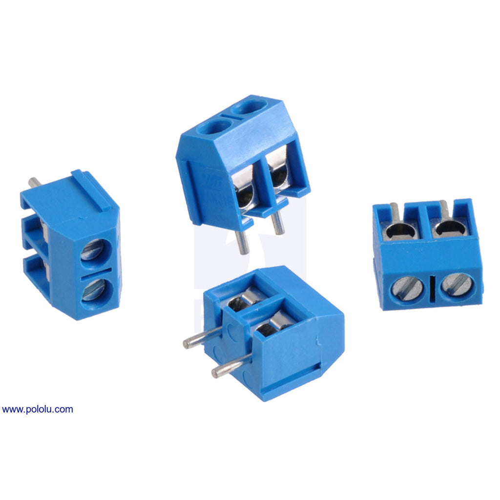 Screw Terminal Block: 5 mm Pitch (4-Pack) - These screw terminal blocks have a pitch of 5 mm (0.197″).