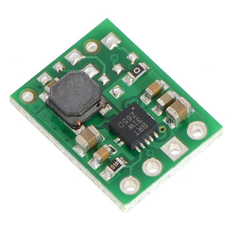 Pololu 5V Step-Up Voltage Regulator U1V11F5 - This compact (0.45″×0.6″) U1V11F5 switching step-up (or boost) voltage regulator efficiently generates 5 V from input voltages as low as 0.5 V.